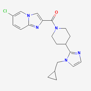molecular formula C20H22ClN5O B5651887 6-chloro-2-({4-[1-(cyclopropylmethyl)-1H-imidazol-2-yl]piperidin-1-yl}carbonyl)imidazo[1,2-a]pyridine 