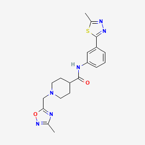 molecular formula C19H22N6O2S B5652131 1-[(3-methyl-1,2,4-oxadiazol-5-yl)methyl]-N-[3-(5-methyl-1,3,4-thiadiazol-2-yl)phenyl]piperidine-4-carboxamide 