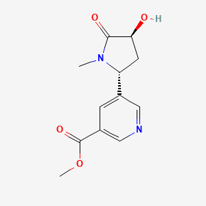 molecular formula C12H14N2O4 B565216 rac trans-3'-Hydroxy Cotinine-3-carboxylic Acid Methyl Ester CAS No. 1217641-50-3