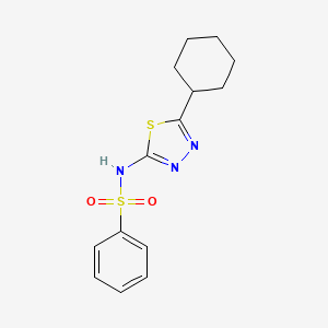 molecular formula C14H17N3O2S2 B5652224 N-(5-cyclohexyl-1,3,4-thiadiazol-2-yl)benzenesulfonamide 