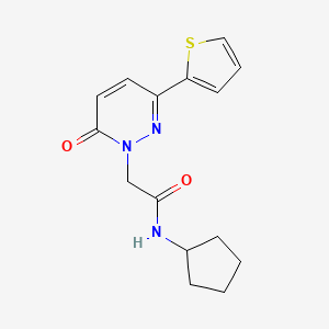 molecular formula C15H17N3O2S B5652260 N-cyclopentyl-2-(6-oxo-3-(thiophen-2-yl)pyridazin-1(6H)-yl)acetamide 