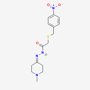 molecular formula C15H20N4O3S B5652537 N-[(1-methylpiperidin-4-ylidene)amino]-2-[(4-nitrophenyl)methylsulfanyl]acetamide 