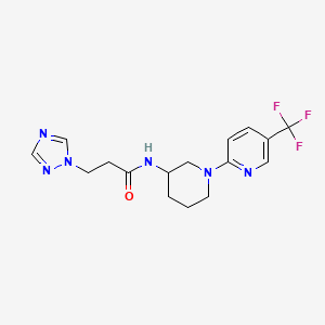 molecular formula C16H19F3N6O B5652959 3-(1,2,4-triazol-1-yl)-N-[1-[5-(trifluoromethyl)pyridin-2-yl]piperidin-3-yl]propanamide 