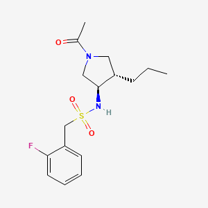 molecular formula C16H23FN2O3S B5652994 N-[(3R,4S)-1-acetyl-4-propylpyrrolidin-3-yl]-1-(2-fluorophenyl)methanesulfonamide 