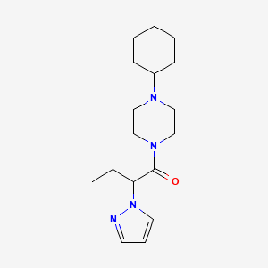 molecular formula C17H28N4O B5653044 1-cyclohexyl-4-[2-(1H-pyrazol-1-yl)butanoyl]piperazine 