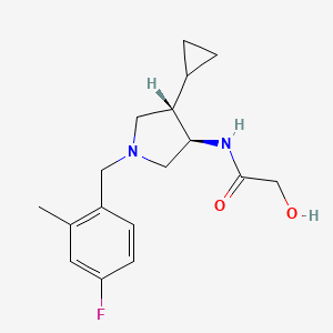 molecular formula C17H23FN2O2 B5653198 N-[(3R,4S)-4-cyclopropyl-1-[(4-fluoro-2-methylphenyl)methyl]pyrrolidin-3-yl]-2-hydroxyacetamide 