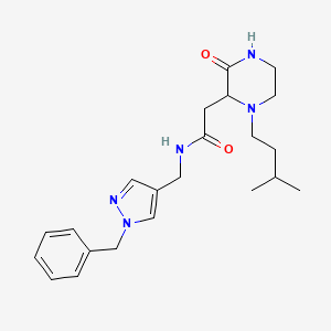 molecular formula C22H31N5O2 B5653267 N-[(1-benzylpyrazol-4-yl)methyl]-2-[1-(3-methylbutyl)-3-oxopiperazin-2-yl]acetamide 