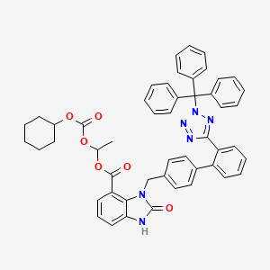 molecular formula C50H44N6O6 B565341 O-Desethyl N-Trityl Candesartan Cilexetil CAS No. 1798004-41-7
