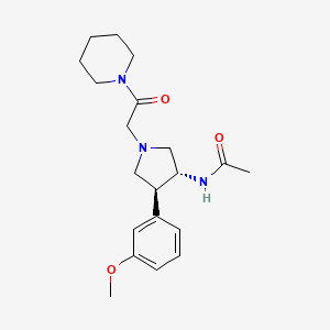 molecular formula C20H29N3O3 B5653744 N-[(3R,4S)-4-(3-methoxyphenyl)-1-(2-oxo-2-piperidin-1-ylethyl)pyrrolidin-3-yl]acetamide 