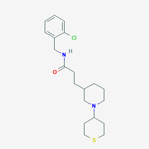 molecular formula C20H29ClN2OS B5653859 N-[(2-chlorophenyl)methyl]-3-[1-(thian-4-yl)piperidin-3-yl]propanamide 