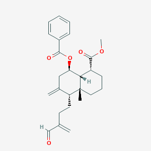 molecular formula C26H32O5 B056539 methyl (1R,4aR,5R,8R,8aR)-8-benzoyloxy-5-(3-formylbut-3-enyl)-4a-methyl-6-methylidene-1,2,3,4,5,7,8,8a-octahydronaphthalene-1-carboxylate CAS No. 116425-28-6