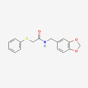molecular formula C16H15NO3S B5654497 N-[(2H-1,3-BENZODIOXOL-5-YL)METHYL]-2-(PHENYLSULFANYL)ACETAMIDE 