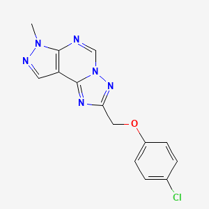 molecular formula C14H11ClN6O B5654587 2-[(4-chlorophenoxy)methyl]-7-methyl-7H-pyrazolo[4,3-e][1,2,4]triazolo[1,5-c]pyrimidine 