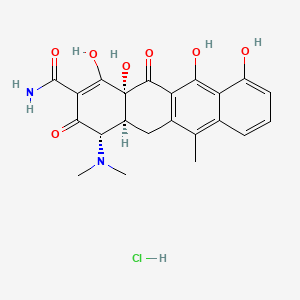 molecular formula C22H23ClN2O7 B565532 4-(dimethylamino)-1,10,11,12a-tetrahydroxy-6-methyl-3,12-dioxo-4a,5-dihydro-4H-tetracene-2-carboxamide;hydrochloride CAS No. 13803-65-1
