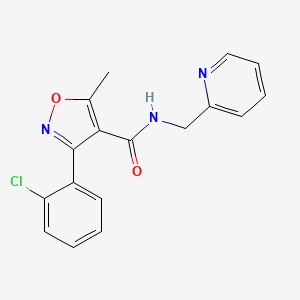 molecular formula C17H14ClN3O2 B5655684 3-(2-CHLOROPHENYL)-5-METHYL-N-[(PYRIDIN-2-YL)METHYL]-1,2-OXAZOLE-4-CARBOXAMIDE 