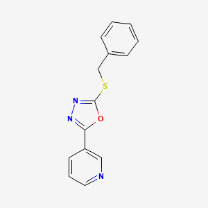 molecular formula C14H11N3OS B5656064 3-(5-Benzylsulfanyl-[1,3,4]oxadiazol-2-yl)-pyridine 