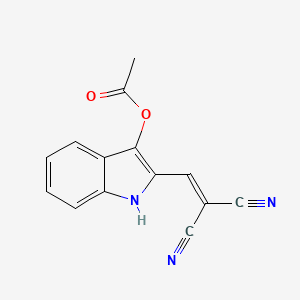 molecular formula C14H9N3O2 B5656130 2-(2,2-DICYANOETH-1-EN-1-YL)-1H-INDOL-3-YL ACETATE 