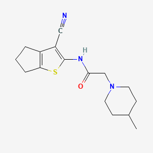 molecular formula C16H21N3OS B5656240 N-(3-cyano-5,6-dihydro-4H-cyclopenta[b]thiophen-2-yl)-2-(4-methylpiperidin-1-yl)acetamide 