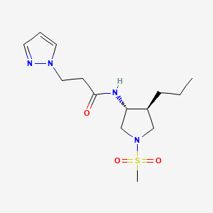 molecular formula C14H24N4O3S B5656306 N-[(3R,4S)-1-methylsulfonyl-4-propylpyrrolidin-3-yl]-3-pyrazol-1-ylpropanamide 