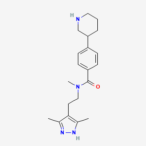 molecular formula C20H28N4O B5656785 N-[2-(3,5-dimethyl-1H-pyrazol-4-yl)ethyl]-N-methyl-4-piperidin-3-ylbenzamide 