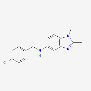 molecular formula C16H16ClN3 B5656828 N-[(4-CHLOROPHENYL)METHYL]-1,2-DIMETHYL-1,3-BENZODIAZOL-5-AMINE 