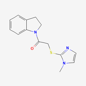 molecular formula C14H15N3OS B5657083 1-(2,3-dihydroindol-1-yl)-2-(1-methylimidazol-2-yl)sulfanylethanone 