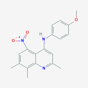molecular formula C19H19N3O3 B5657192 N-(4-methoxyphenyl)-2,7,8-trimethyl-5-nitroquinolin-4-amine 