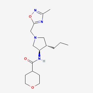 molecular formula C17H28N4O3 B5657245 N-[(3R,4S)-1-[(3-methyl-1,2,4-oxadiazol-5-yl)methyl]-4-propylpyrrolidin-3-yl]oxane-4-carboxamide 