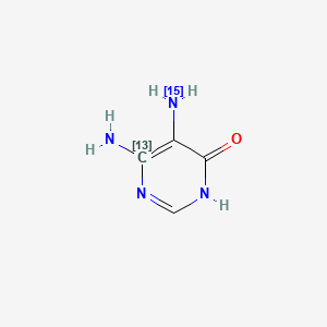 molecular formula C4H6N4O B565727 5,6-Diamino-4-hydroxypyrimidine-13C,15N CAS No. 1246820-56-3