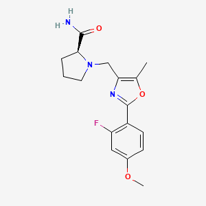 molecular formula C17H20FN3O3 B5657586 (2S)-1-[[2-(2-fluoro-4-methoxyphenyl)-5-methyl-1,3-oxazol-4-yl]methyl]pyrrolidine-2-carboxamide 