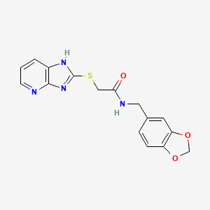 molecular formula C16H14N4O3S B5657608 N-[(2H-1,3-BENZODIOXOL-5-YL)METHYL]-2-{3H-IMIDAZO[4,5-B]PYRIDIN-2-YLSULFANYL}ACETAMIDE 