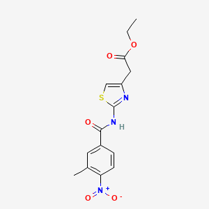 molecular formula C15H15N3O5S B5658156 ETHYL 2-[2-(3-METHYL-4-NITROBENZAMIDO)-1,3-THIAZOL-4-YL]ACETATE 