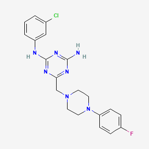 molecular formula C20H21ClFN7 B5658296 N2-(3-CHLOROPHENYL)-6-{[4-(4-FLUOROPHENYL)PIPERAZIN-1-YL]METHYL}-1,3,5-TRIAZINE-2,4-DIAMINE 