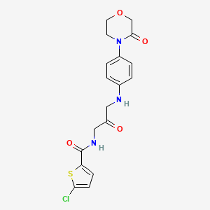 5-Chloro-N-[2-oxo-3-[4-(3-oxomorpholin-4-yl)anilino]propyl]thiophene-2-carboxamide
