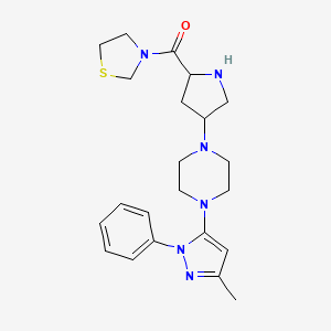[4-[4-(5-Methyl-2-phenylpyrazol-3-yl)piperazin-1-yl]pyrrolidin-2-yl]-(1,3-thiazolidin-3-yl)methanone