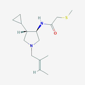 molecular formula C15H26N2OS B5659285 N-[(3R,4S)-4-cyclopropyl-1-[(E)-2-methylbut-2-enyl]pyrrolidin-3-yl]-2-methylsulfanylacetamide 