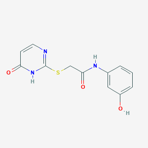molecular formula C12H11N3O3S B5659427 N-(3-hydroxyphenyl)-2-[(6-oxo-1H-pyrimidin-2-yl)sulfanyl]acetamide 