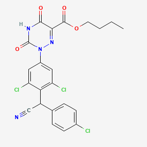 Butyl 2-(3,5-dichloro-4-((4-chlorophenyl)cyanomethyl)phenyl)-3,5-dioxo-2,3,4,5-tetrahydro-1,2,4-triazine-6-carboxylate