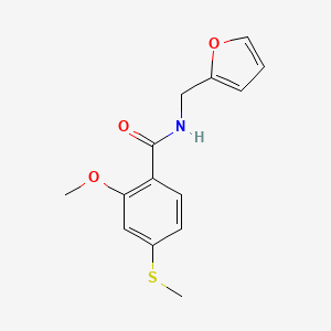 molecular formula C14H15NO3S B5660043 N-[(FURAN-2-YL)METHYL]-2-METHOXY-4-(METHYLSULFANYL)BENZAMIDE 