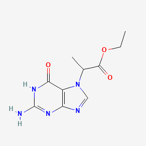 molecular formula C10H13N5O3 B566020 Ethyl 2-(2-amino-6-oxo-1H-purin-7(6H)-yl)propanoate CAS No. 1796920-05-2
