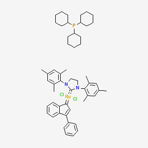 [1,3-Bis(2,4,6-trimethylphenyl)imidazolidin-2-ylidene]-dichloro-(3-phenylinden-1-ylidene)ruthenium;tricyclohexylphosphane