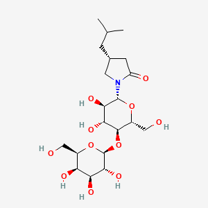 molecular formula C20H35NO11 B566047 (4R)-1-[(2R,3R,4R,5S,6R)-3,4-dihydroxy-6-(hydroxymethyl)-5-[(2S,3R,4S,5R,6R)-3,4,5-trihydroxy-6-(hydroxymethyl)oxan-2-yl]oxyoxan-2-yl]-4-(2-methylpropyl)pyrrolidin-2-one CAS No. 501665-88-9
