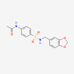 molecular formula C16H16N2O5S B5660557 N-(4-{[(2H-1,3-BENZODIOXOL-5-YL)METHYL]SULFAMOYL}PHENYL)ACETAMIDE 
