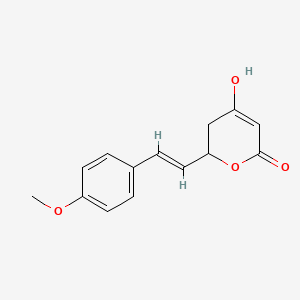 molecular formula C14H14O4 B566058 4-Hydroxy-2-[(E)-2-(4-methoxyphenyl)ethenyl]-2,3-dihydropyran-6-one CAS No. 62378-65-8