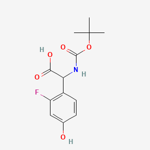 molecular formula C13H16FNO5 B566061 alpha-[[(1,1-Dimethylethoxy)carbonyl]amino]-2-fluoro-4-hydroxybenzeneacetic Acid CAS No. 1131872-19-9