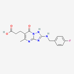 molecular formula C16H16FN5O3 B566067 3-[2-[(4-fluorophenyl)methylamino]-5-methyl-7-oxo-1H-[1,2,4]triazolo[1,5-a]pyrimidin-6-yl]propanoic acid CAS No. 1281266-20-3