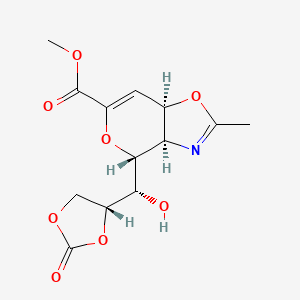 molecular formula C13H15NO8 B566084 Methyl (3aR,4R,7aR)-4-[(1S)-Hydroxy((4R)-2-oxo-1,3-dioxolan-4-yl)methyl]-2-methyl-3a,7a-dihydro-4H-pyrano[3,4-d][1,3]oxazole-6-carboxylate CAS No. 1072449-84-3