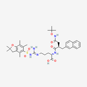 molecular formula C38H51N5O8S B566089 N2-[(2R)-4-[(1,1-Dimethylethoxy)amino]-2-(2-naphthalenylmethyl)-1,4-dioxobutyl]-N5-[[[2,3-dihydro-2,2,4,6,7-pentamethyl-5-benzofuranyl]sulfonyl]amino]iminoethyl-L-ornithine CAS No. 1093740-20-5