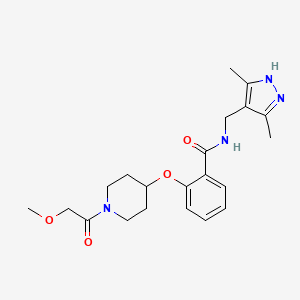 molecular formula C21H28N4O4 B5660946 N-[(3,5-dimethyl-1H-pyrazol-4-yl)methyl]-2-[1-(2-methoxyacetyl)piperidin-4-yl]oxybenzamide 