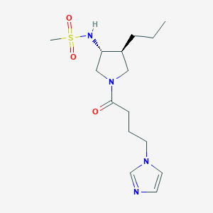 molecular formula C15H26N4O3S B5660963 N-[(3R,4S)-1-(4-imidazol-1-ylbutanoyl)-4-propylpyrrolidin-3-yl]methanesulfonamide 